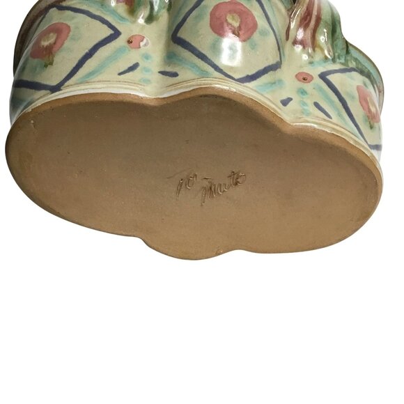 POR MUNTO Signed Studio Pottery Basket Multicolor 8 Handmade Boho Stoneware OOAK - Picture 9 of 9